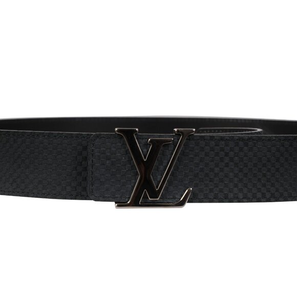 Louis Vuitton Mens Mini Damier 40mm LV Initials Belt Blue Suede Size 100 40 - Picture 2 of 15